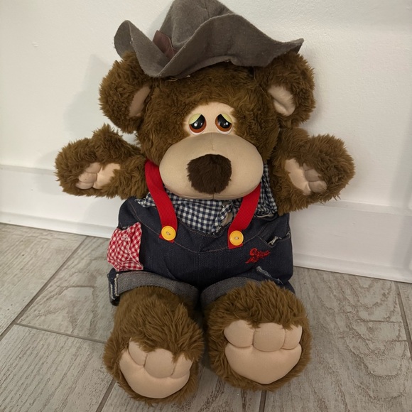 Country Bears Vintage 1985‎ Plush 16” Uncle Tyler Marchon Suspenders Overalls - Picture 3 of 4